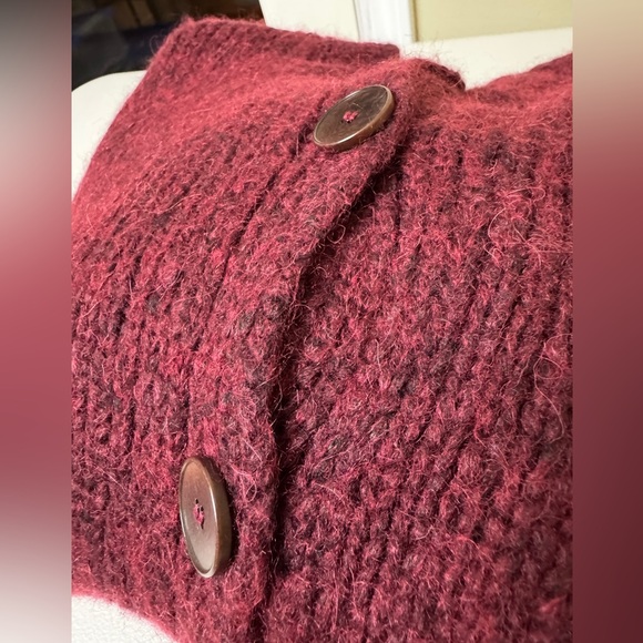 TOAST Burgundy Wool Knit Button-Front Sweater • Cozy Cardigan • Size M - Picture 5 of 16